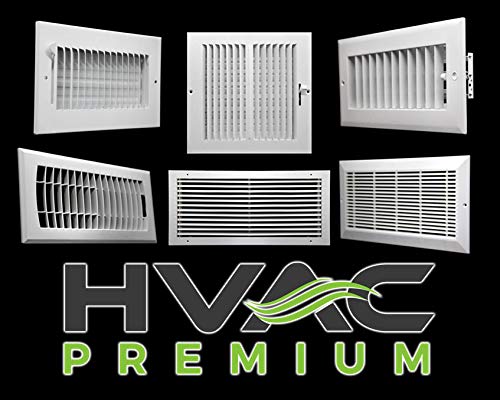 14" w X 14" h 4-Way Aluminum Curved Blade Adjustable Air Supply HVAC Diffuser - Full Control Vertical/Horizontal Airflow Direction - Vent Duct Cover [Outer Dimensions: 15.65" w X 15.65" h]