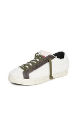 P448 Women's John Sneakers, Wad, White, Brown, 8 Medium US