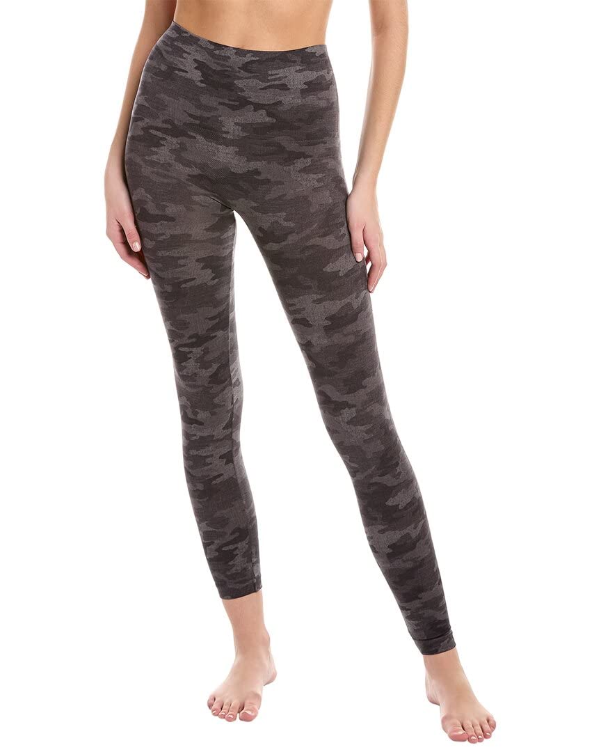 SPANX Women's Look at Me Now Full Length Leggings, Heather Camo, Grey, Print, S