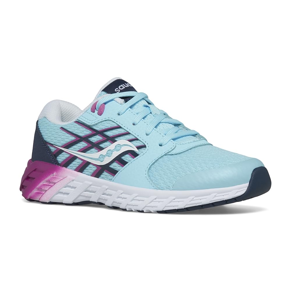 Saucony Wind 2.0 Sneaker, Blue/Pink, 3 Wide US Unisex Big_Kid