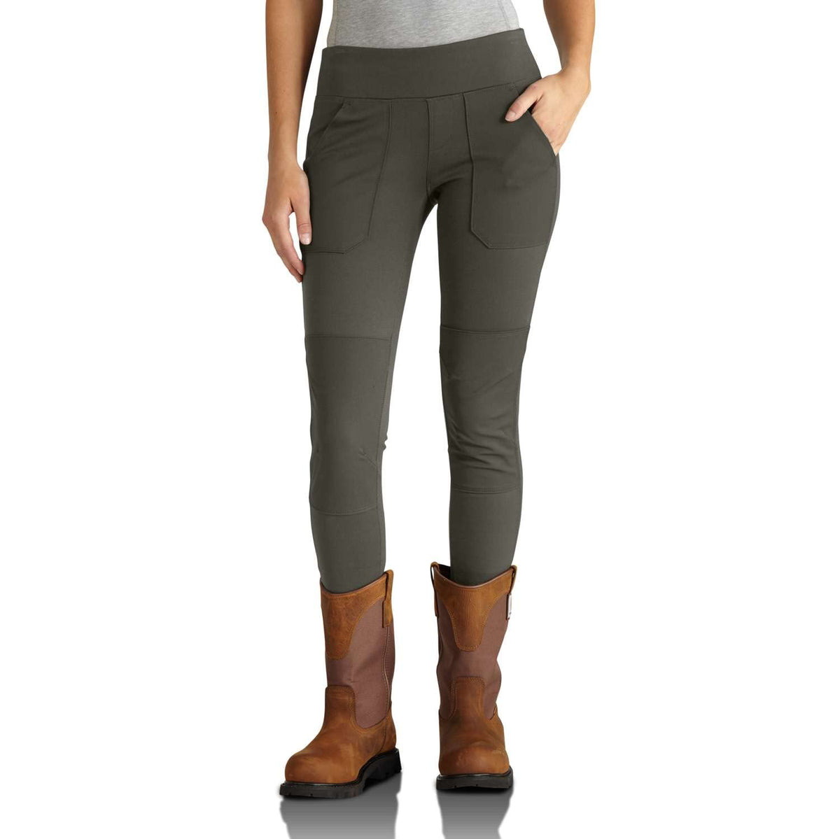 Carhartt Women's Force Fitted Midweight Utility Legging, Oyster Gray, XX-Large Short