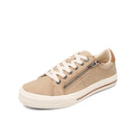 Taos Z Soul Women's Sneaker - Stylish Platform Sneaker with Removable Footbed, Arch Support, Cushioning, Lace-Up Adjustability, and Easy Access Zipper Tan/Golden Tan Distressed 7 (M) US