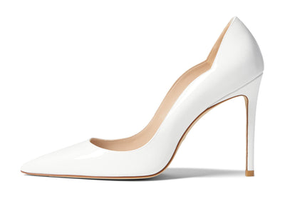 Stuart Weitzman Womens Stuart 100 Scallop Pump White 8 B