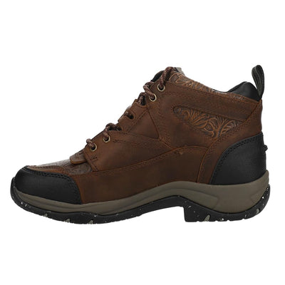 ARIAT Women's Terrain Eco Boot - Distressed Brown/Brown Floral Emboss, 8 Medium