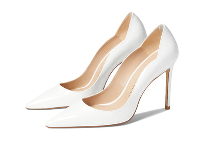 Stuart Weitzman Womens Stuart 100 Scallop Pump White 8 B