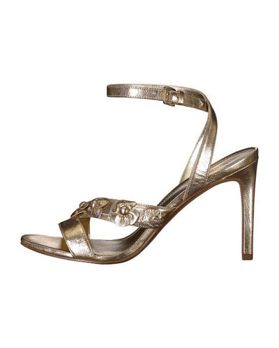 Michael Michael Kors Womens Tricia Leather Open Toe Special, Gold, Size 10.0