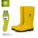Bekina Steplite EasyGrip S4 Safety Toe Wellington Boots for Men and Women - Lightweight Waterproof SRC Certified Non Slip Steel Toe Boots for Men and Women 15 Women/13 Men Yellow