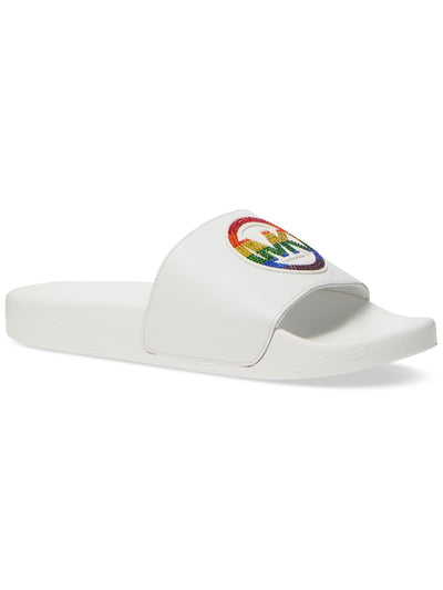 Michael Kors Jake Slides for Men – Ideal for Leisure and Walking - Synthetic Construction – Open Toe Optic White Multi 10 M