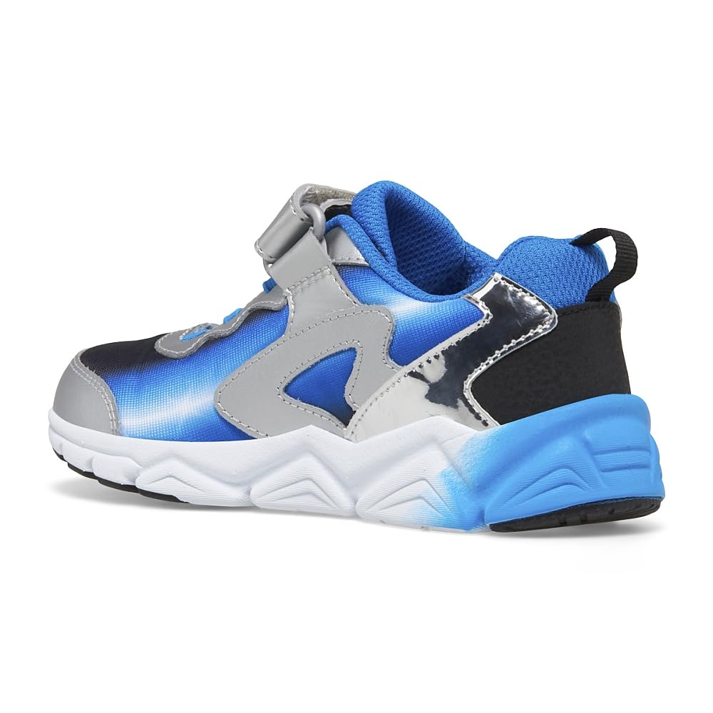 Saucony Flash Alternative Closure 3.0 Sneaker, Black/Blue/Chrome, 13 US Unisex Little Kid