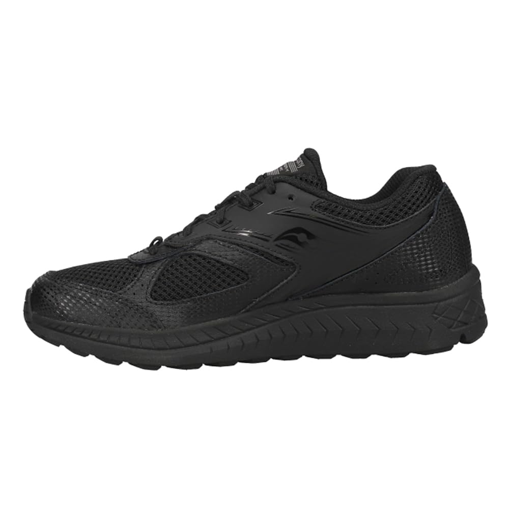 Saucony Cohesion 14 LACE to Toe Running Shoe, Black/Black, 4 Wide US Unisex Big_Kid