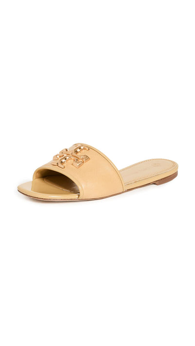 Tory Burch Women's Eleanor Slides, Cornbread, Yellow, Gold, 9.5 Medium US