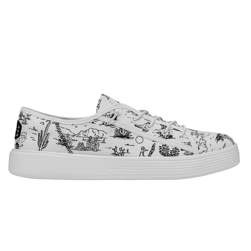 Hey Dude Cody Desert White/Black Men's Size 14 | Unisex Sneakers | Unisex Slip On Shoes | Comfortable & Light-Weight