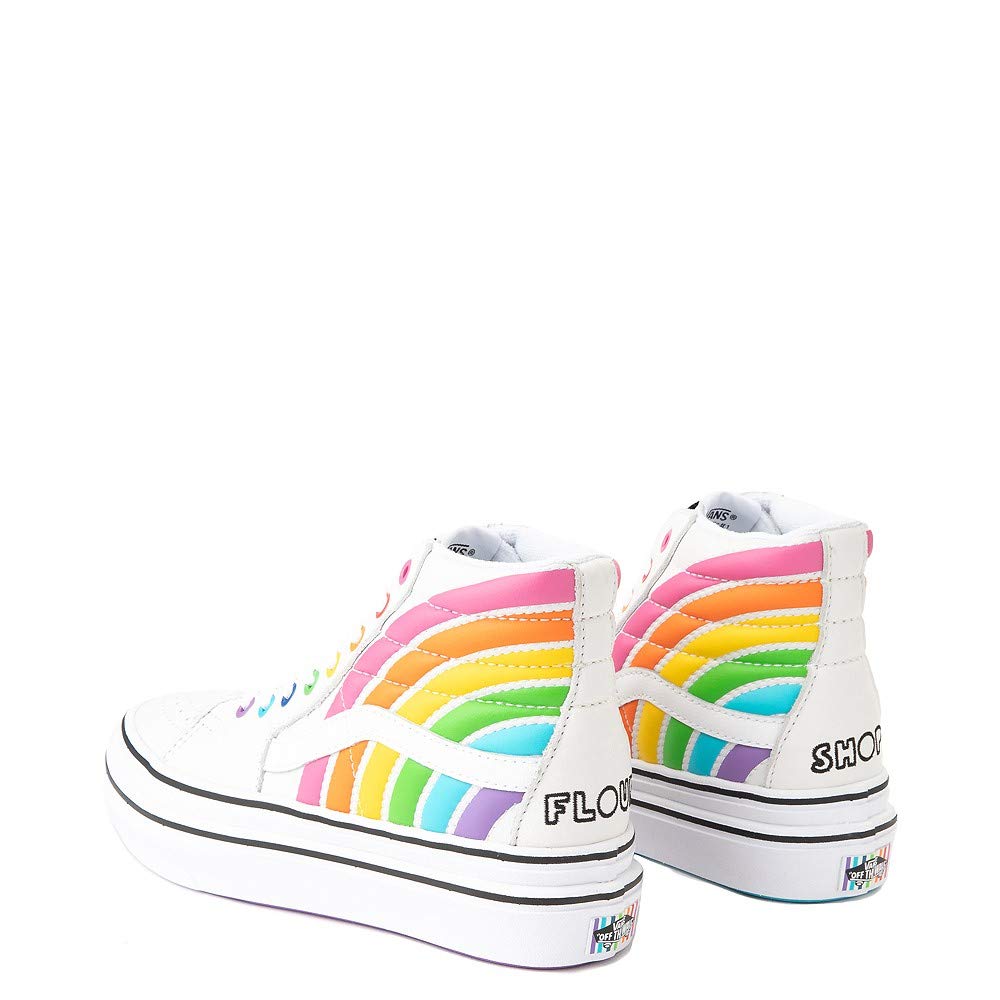 Unisex Classic Flour Shop Sk8 HI Super Comfycush Platform Skate Shoe White/Rainbow (7.5)
