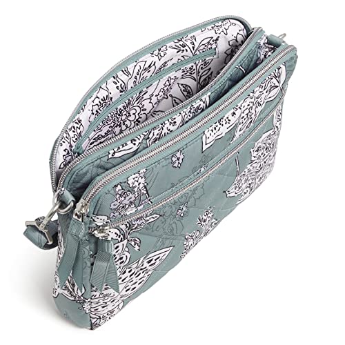 Vera Bradley Women's Performance Twill Triple Compartment Crossbody Purse, Tiger Lily Blue Oar, One Size
