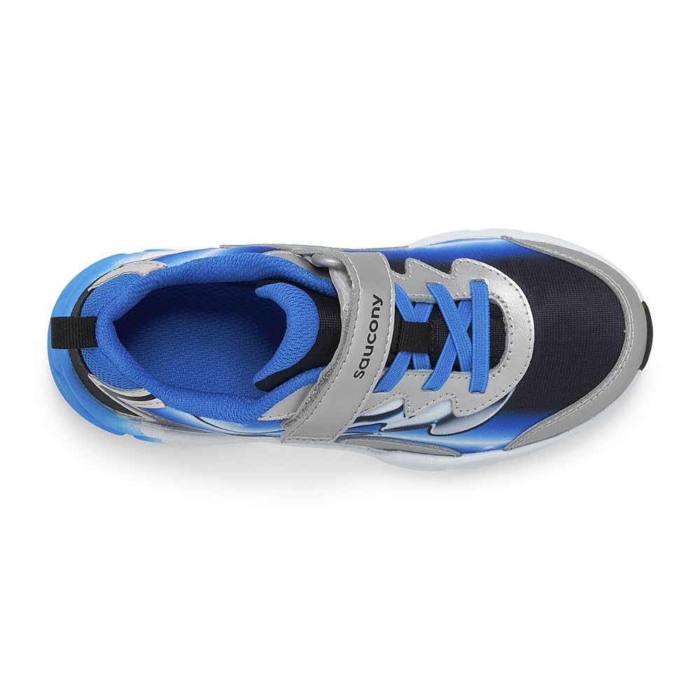 Saucony Flash Alternative Closure 3.0 Sneaker, Black/Blue/Chrome, 13 US Unisex Little Kid
