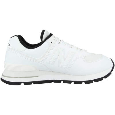 New Balance Men's Iconic 574 Rugged Sneaker, White with Black. 10 US