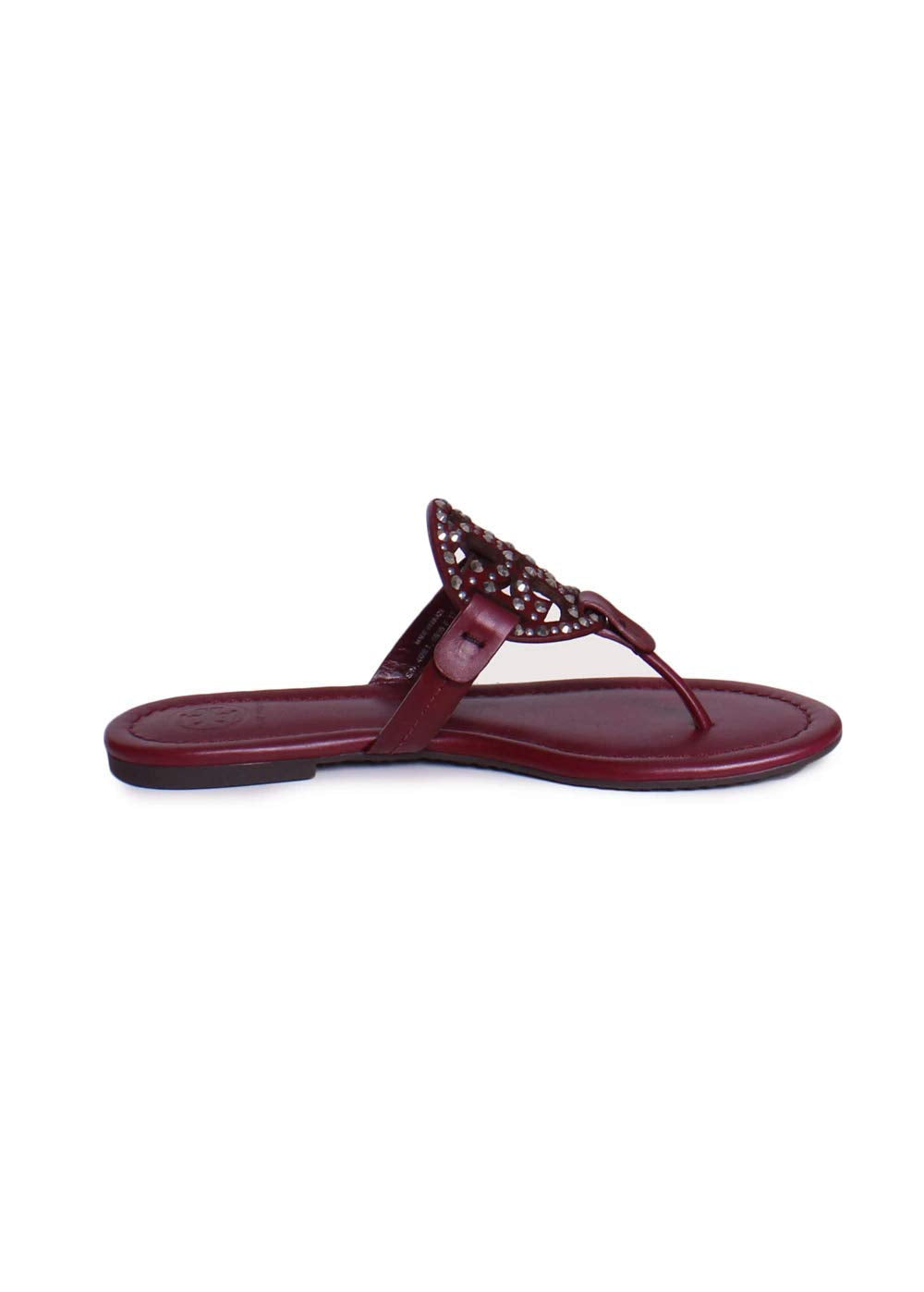 Tory Burch Miller Jewel Embellished Leather Thong Sandals in Imperial Garnet