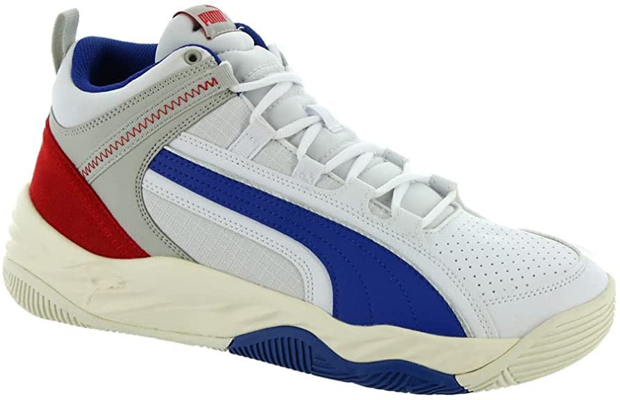 PUMA Rebound Future Evo Men's Basketball 9 D(M) US White-Surf The Web-High Risk Red-Grey