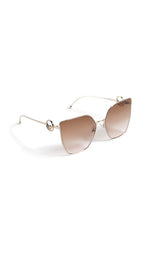Fendi Women's Oversized Cat Eye Sunglasses, Pink Gold, One Size