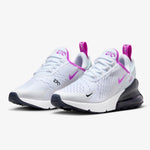 Nike Air Max 270 Big Kids' Shoes (943345-116, White/Dark Obsidian/Fuchsia Dream) Size 6