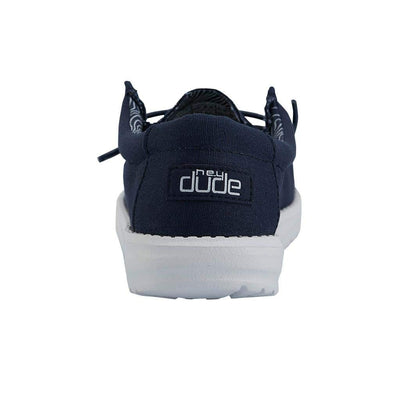 Hey Dude Boy's Wally Youth Stretch Navy Size 11 | Boy’s Shoes | Boy's Lace Up Loafers | Comfortable & Light-Weight