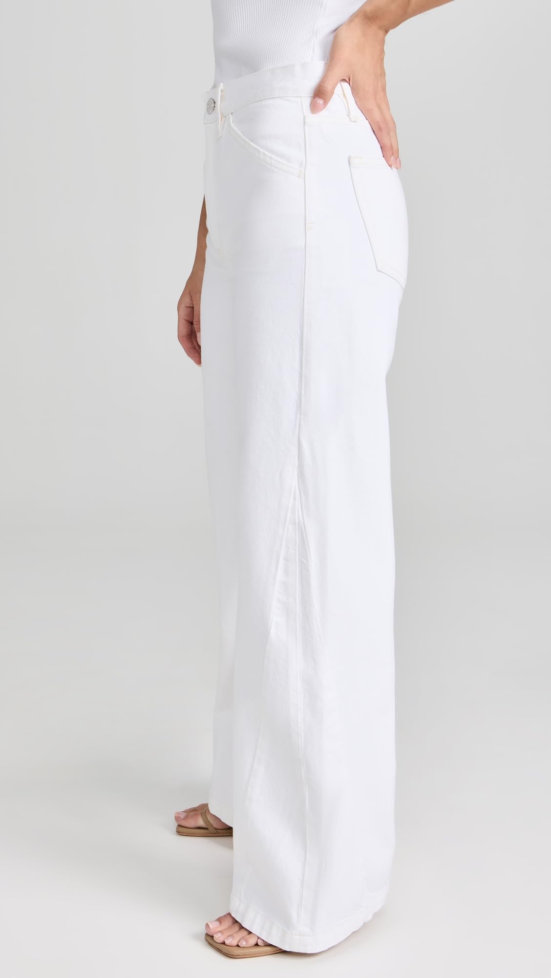 FRAME Women's Le Baggy Palazzo Jeans, Au Natural Clean, White, 28