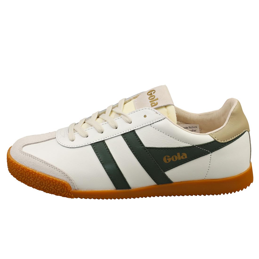 Gola Women's Elan Leather Sneaker, White/Evergreen/Bone, 7.5