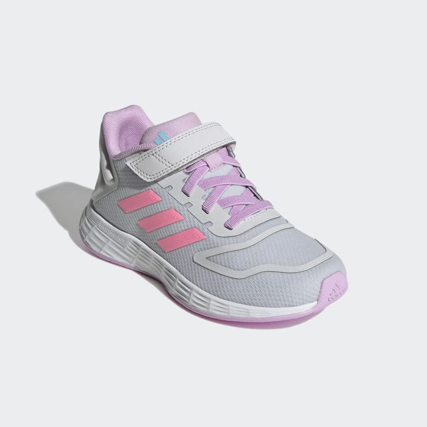 adidas Duramo 10 Running Shoe, Dash Grey/Beam Pink/Bliss Lilac (Cross Strap), 2.5 US Unisex Little Kid
