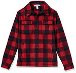 Amazon Essentials Men's Long-Sleeve Polar Fleece Shirt Jacket for Winter, Red Buffalo Check, Medium