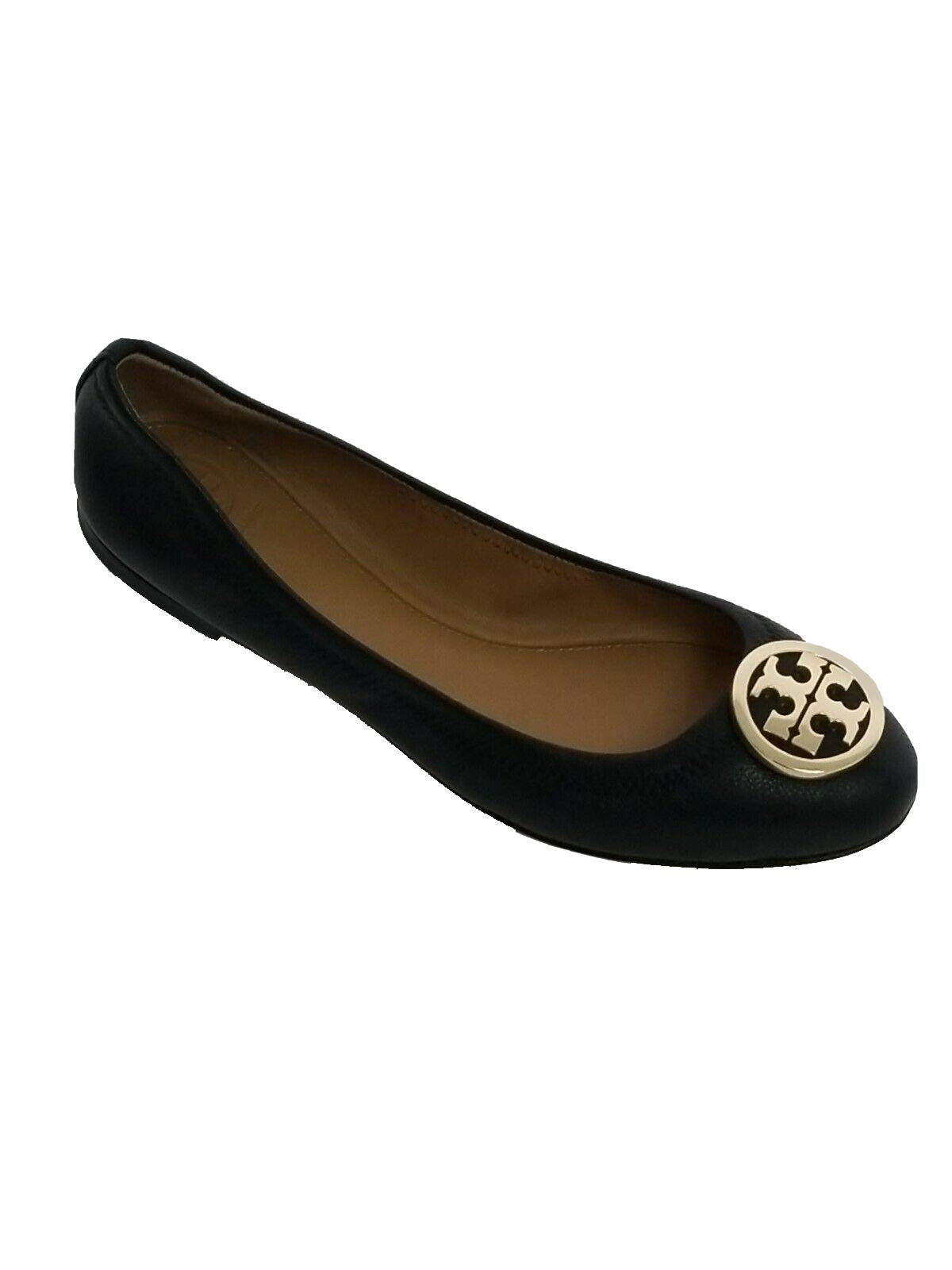 Tory Burch Benton 2 Travel Ballet in Nellie Nappa Leather (Perfect Black - Gold, Numeric_7_Point_5)