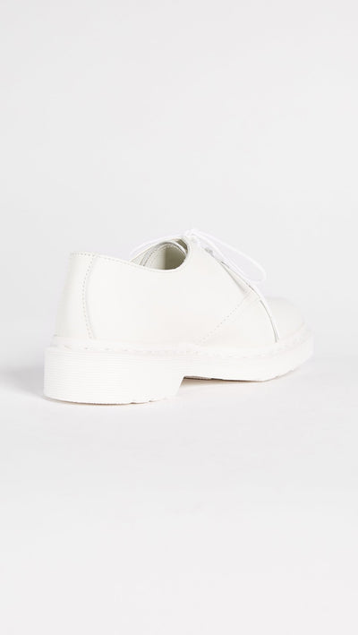 Dr. Martens Women's 1461 Mono 3 Eye Shoe, White, 7 Medium US