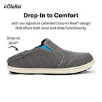OLUKAI Nohea Mesh Boy's Slip-On Sneakers, Lightweight, Breathable All-Weather Shoes, Extra Comfortable Fit, Grey/Scuba, 10