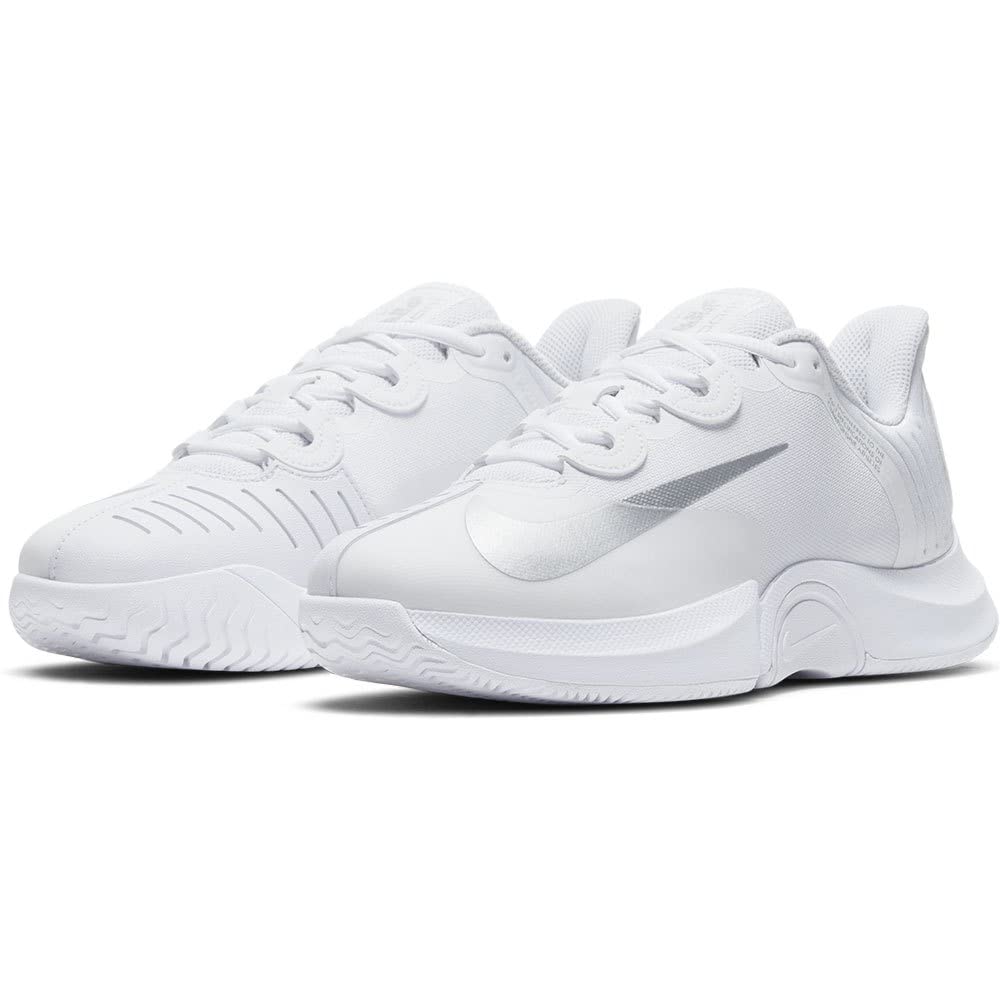 Nike Air Zoom GP Turbo HC Womens Tennis Shoes CK7580 Sneakers Trainers (UK 7 US 9.5 EU 41, White Metallic Silver 104)