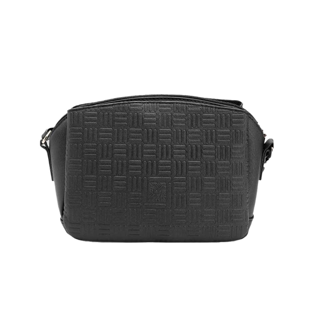 Anne Klein Tile Lion Logo Embossed Triple Compartment Crossbody Black One Size