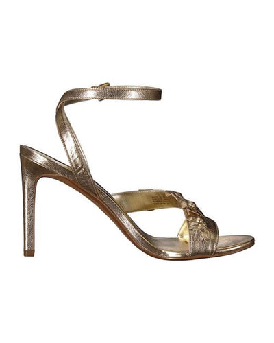 Michael Michael Kors Womens Tricia Leather Open Toe Special, Gold, Size 10.0