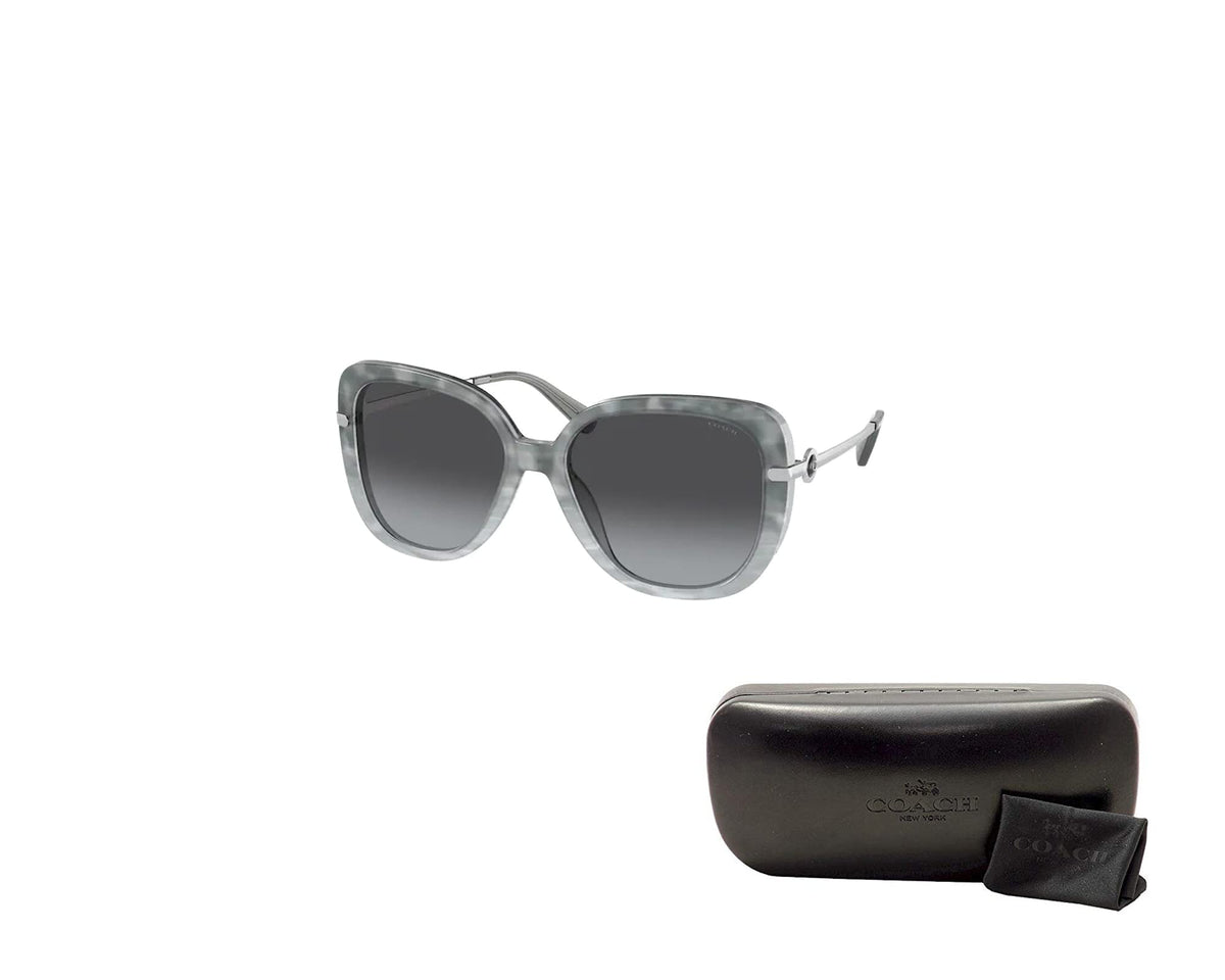 Coach HC8320 56518G 55MM Grey Tortoise Gradient/Grey Gradient Square Sunglasses for Women + BUNDLE With Designer iWear Eyewear Kit