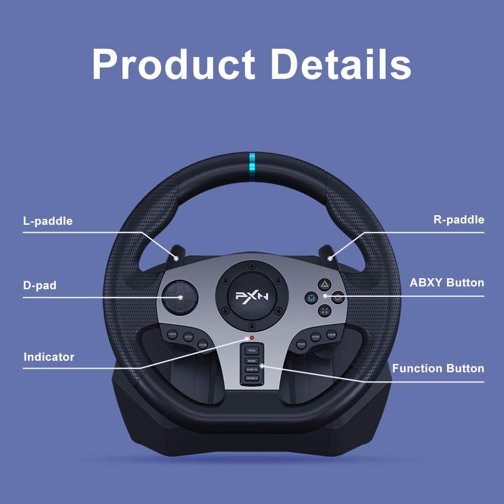 Racing Steering Wheel Gaming Racing Wheel, Used - Like New PXN Driving Wheel Volante PC 270/900 Degree Vibration and Shifter with Pedals for PC,PS3,PS4(V9-2)