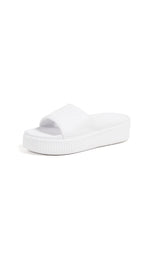 PUMA Women's Platform Bold Slides, Puma White/Puma White, 7.5 M US
