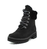 Timberland Women's Courmayeur Valley WP 6in with Shearling, Black Nubuck, 8.5 M US