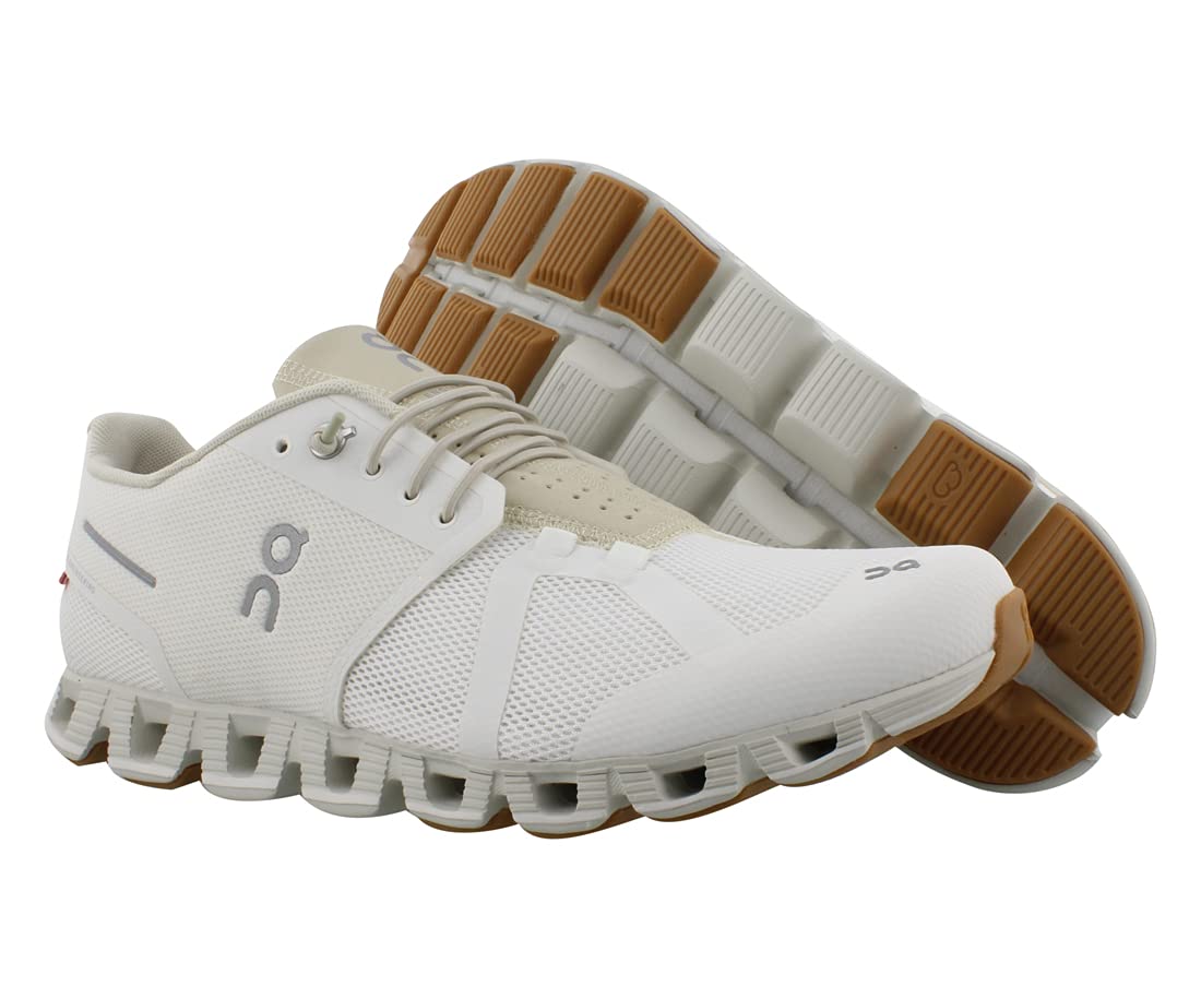 On Men's Cloud Sneakers, White/Sand, 13 Medium US