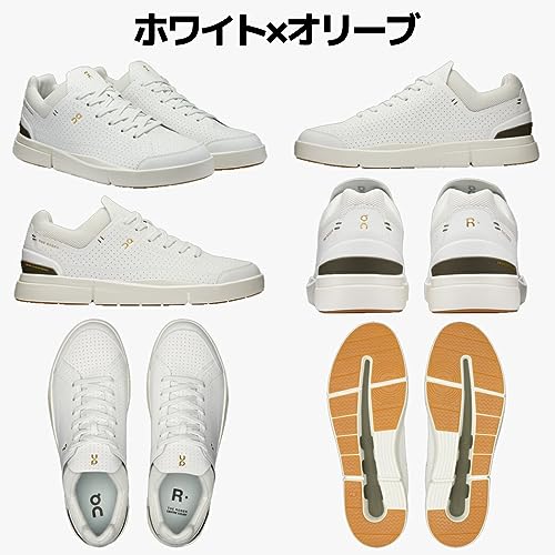 On Men's The Roger Centre Court Sneakers, White | Olive, 10.5 Medium US