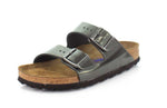 Birkenstock Women's Arizona Soft Footbed Sandals, Metallic Anthracite, 6-6.5 Narrow