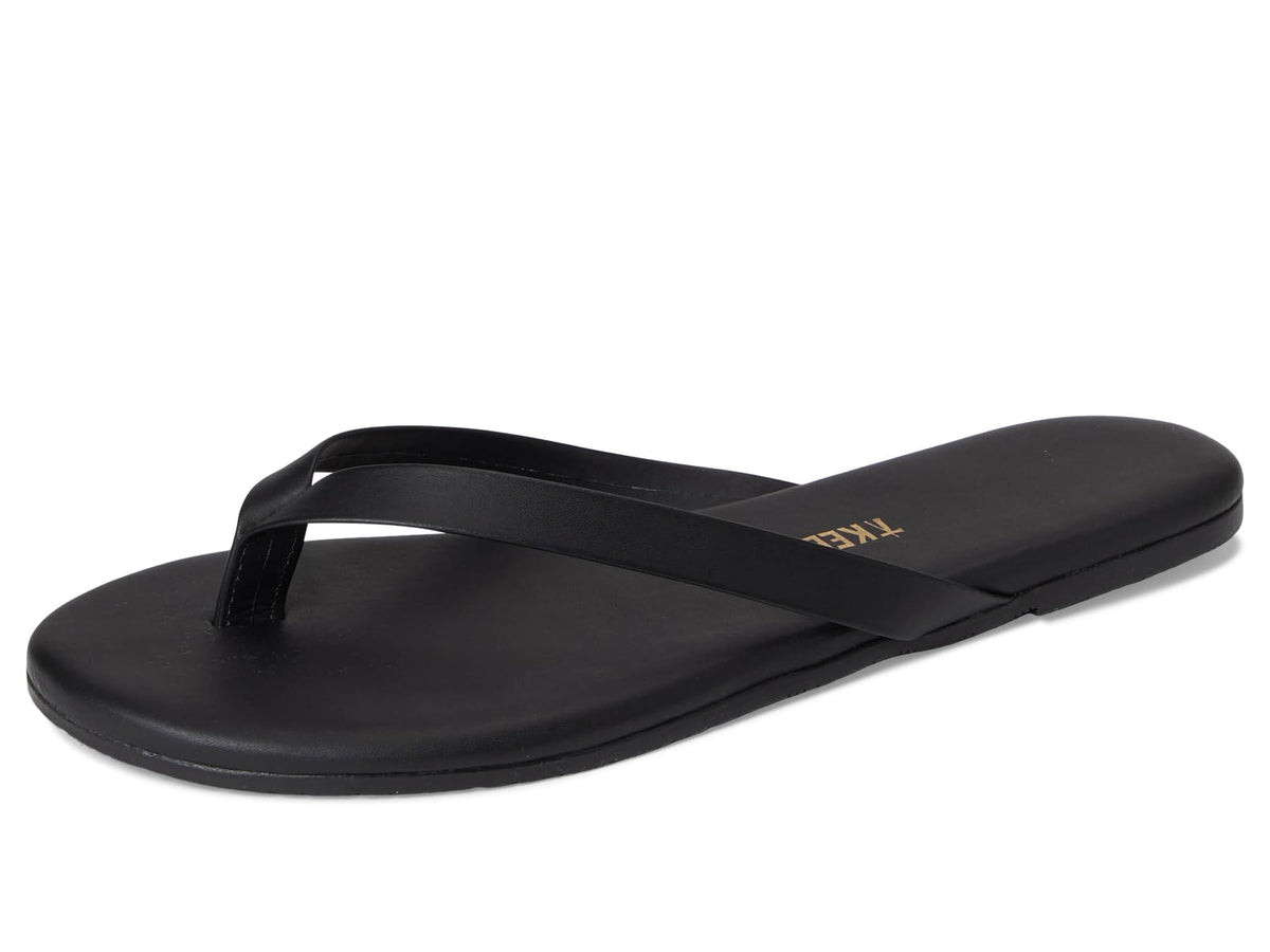 TKEES The Boyfriend - Sandals for Women - Rubber Outsole - Leather Upper - Slip-on Sandal - Leather Lining Black 8 B - Medium