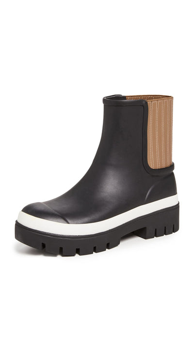Tory Burch Women's Foul Weather Boots, Perfect Black/Olive, 5 Medium US