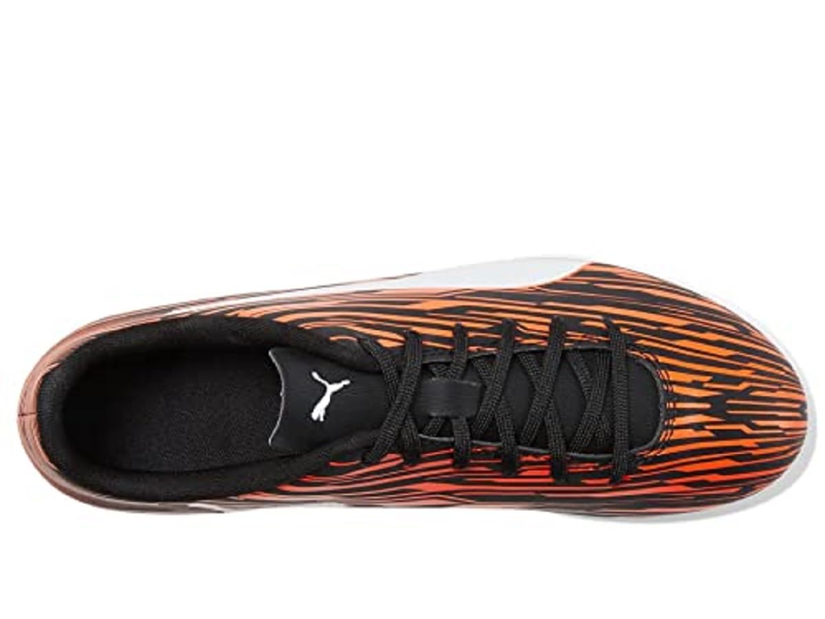 PUMA Mens Rapido III Firm, Artificial Ground Soccer Cleats , PUMA Mens Black-PUMA Mens White-Dragon Fire, 8