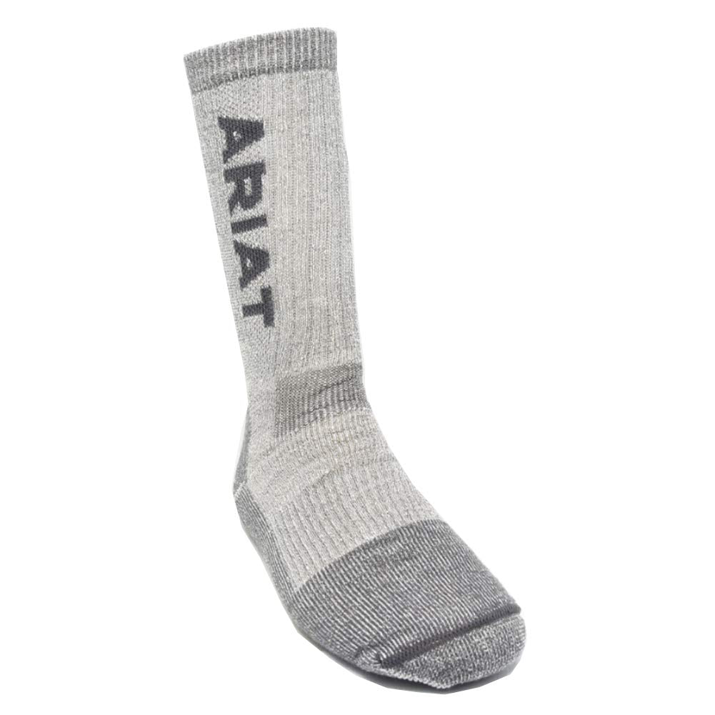 ARIAT Unisex Heavyweight Performance Merino Blend Mid Calf Socks, Grey, X-Large