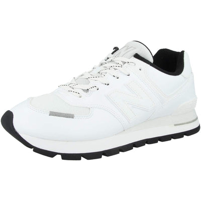 New Balance Men's Iconic 574 Rugged Sneaker, White with Black. 10 US