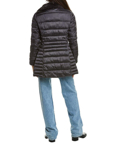 Save The Duck Caroline Iridescent with Faux Fur Collar Ebony Grey 1 4 (XL)