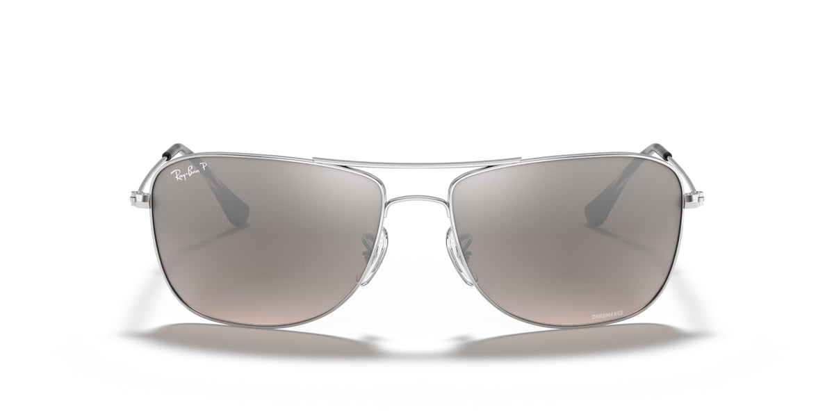 Ray-Ban RB3543 Chromance Aviator Sunglasses, Silver/Polarized Grey Mirrored Silver, 59 mm + 0