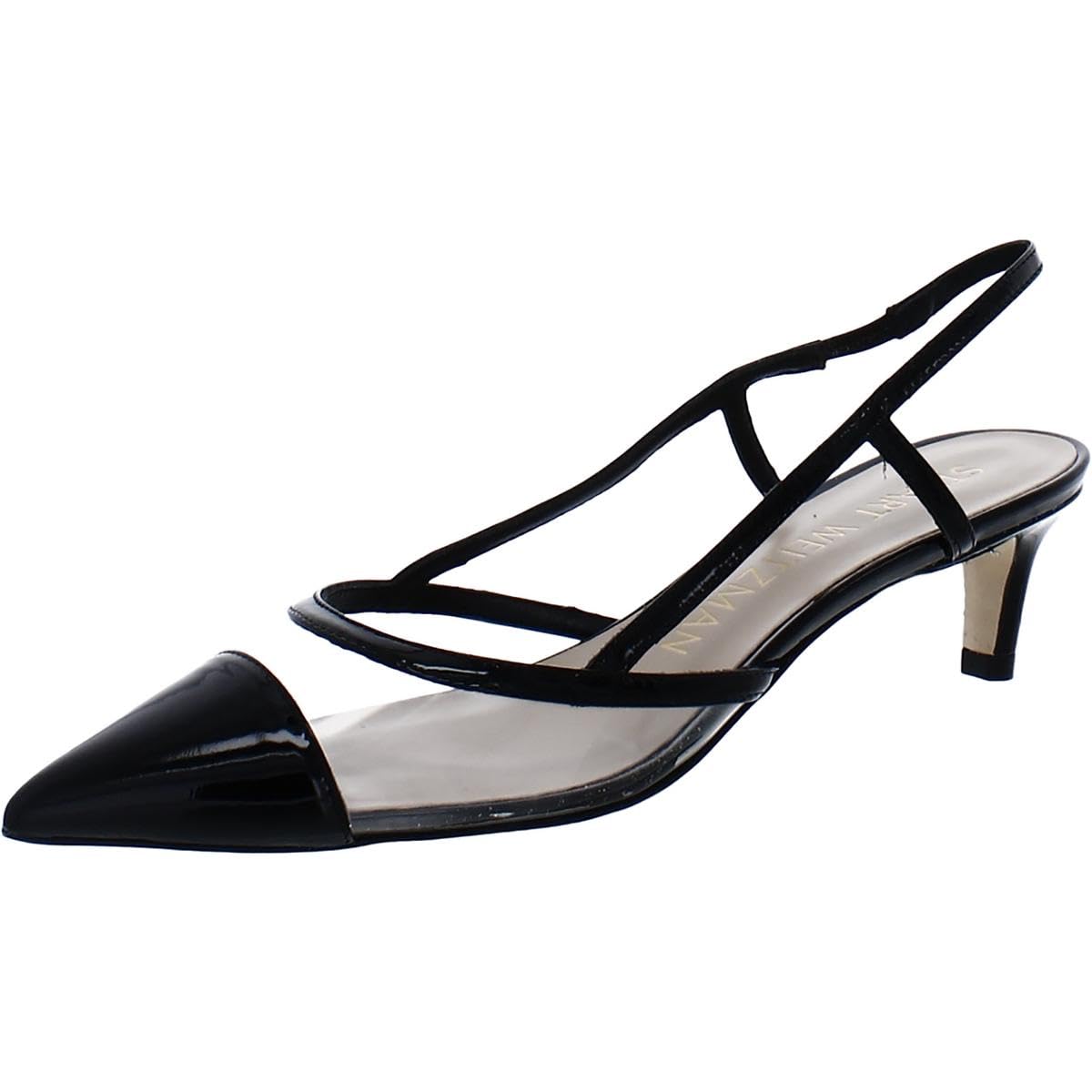 Stuart Weitzman Womens Mondrian 50 Slingback Black/Flannel 8 B